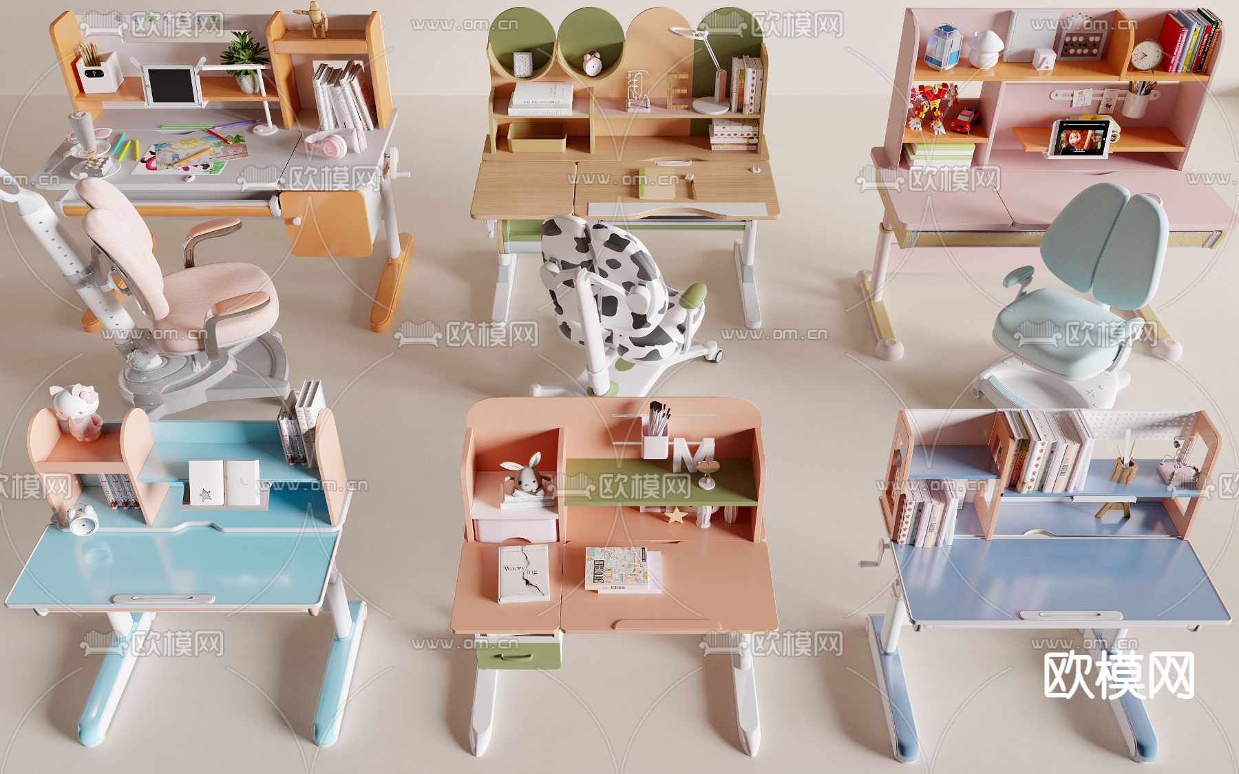 儿童书桌 学习桌 升降桌3d模型下载
