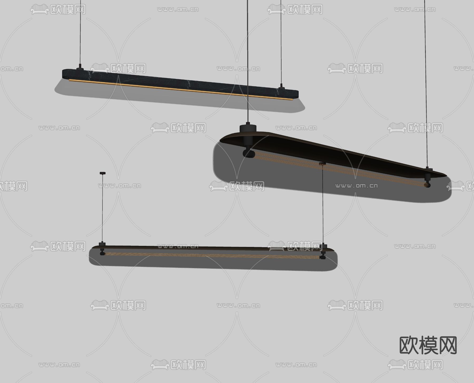 现代吊灯 长吊灯 玻璃吊灯su模型下载（渲染图1）