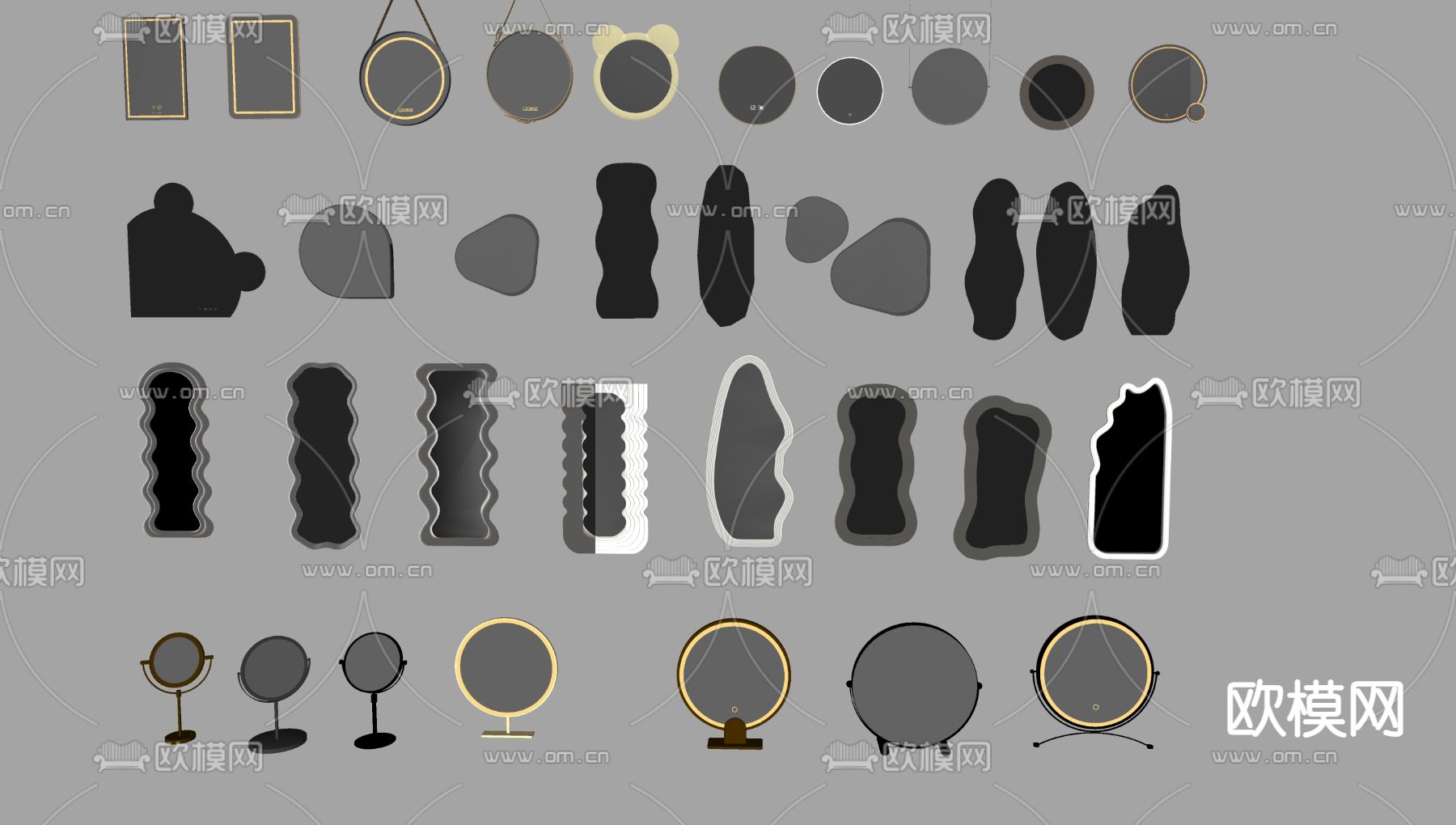 现代全身镜 梳妆镜su模型下载（渲染图1）