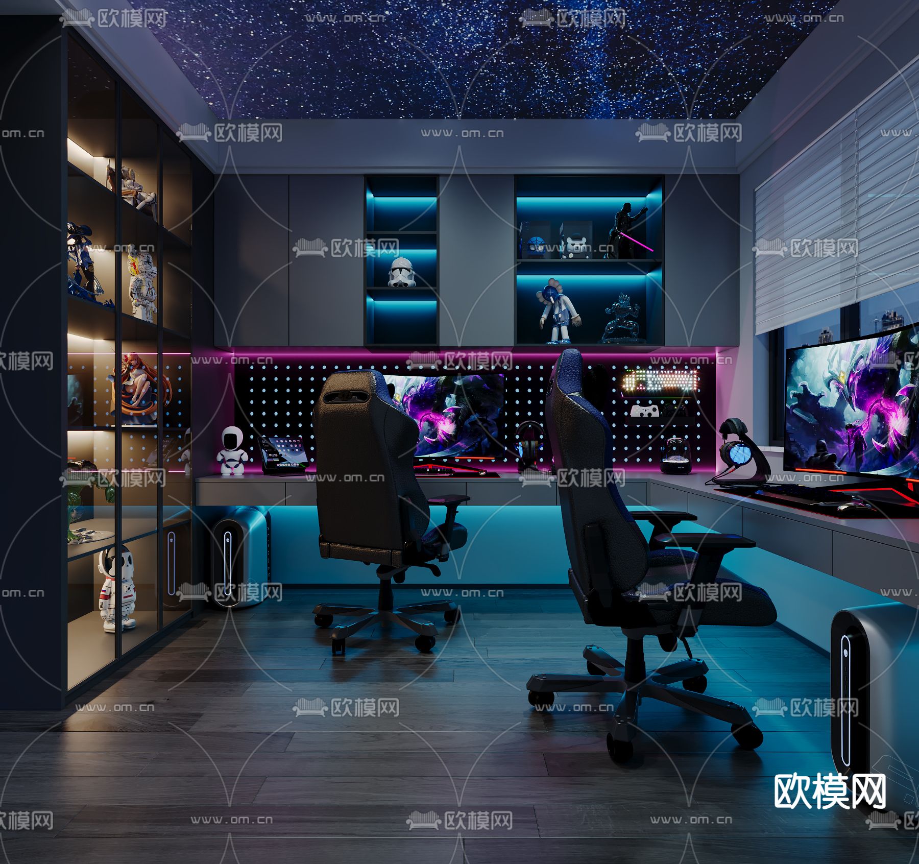 电竞房 游戏房 电玩房3d模型下载（渲染图1）