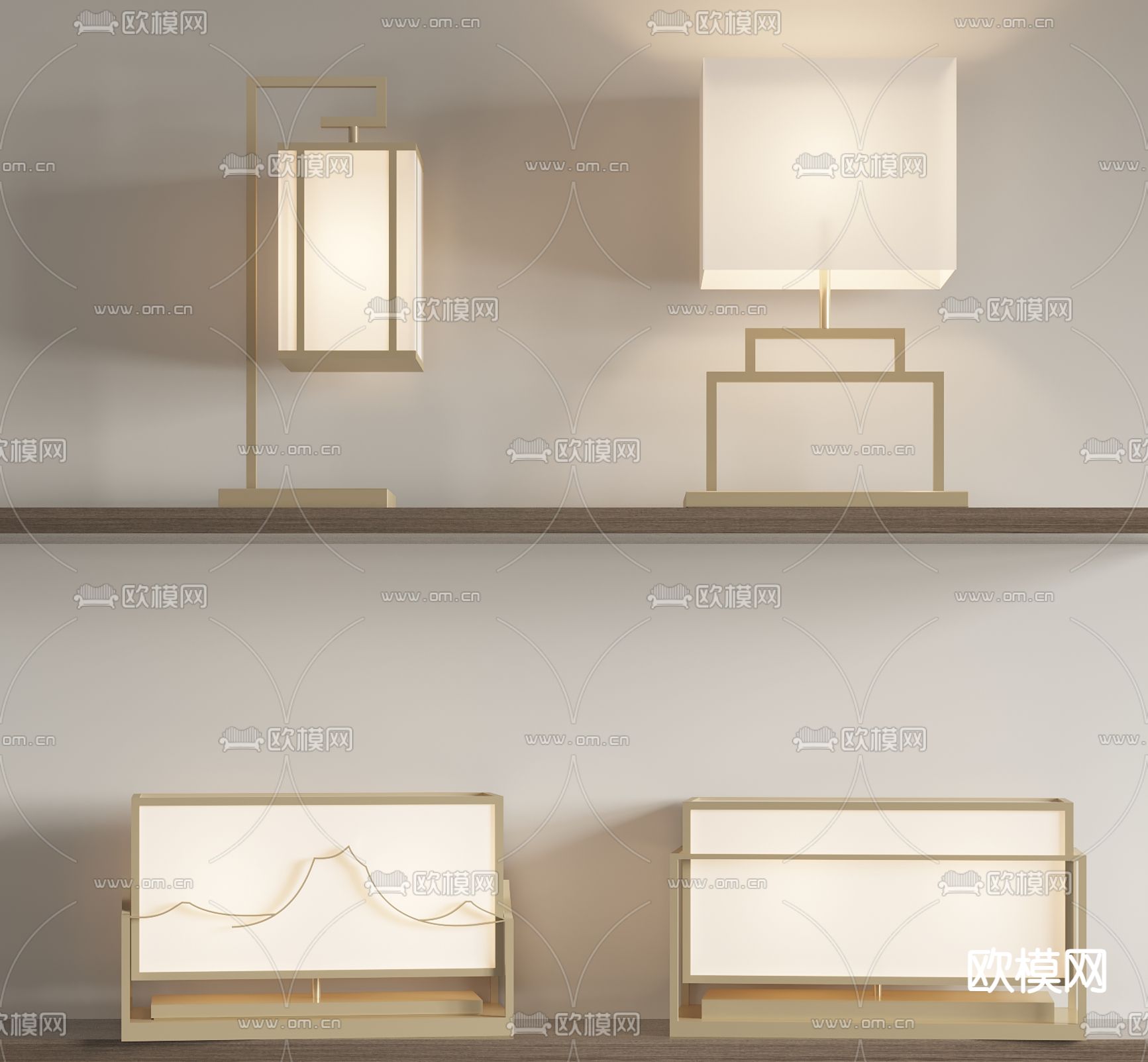 现代台灯su模型下载（渲染图2）