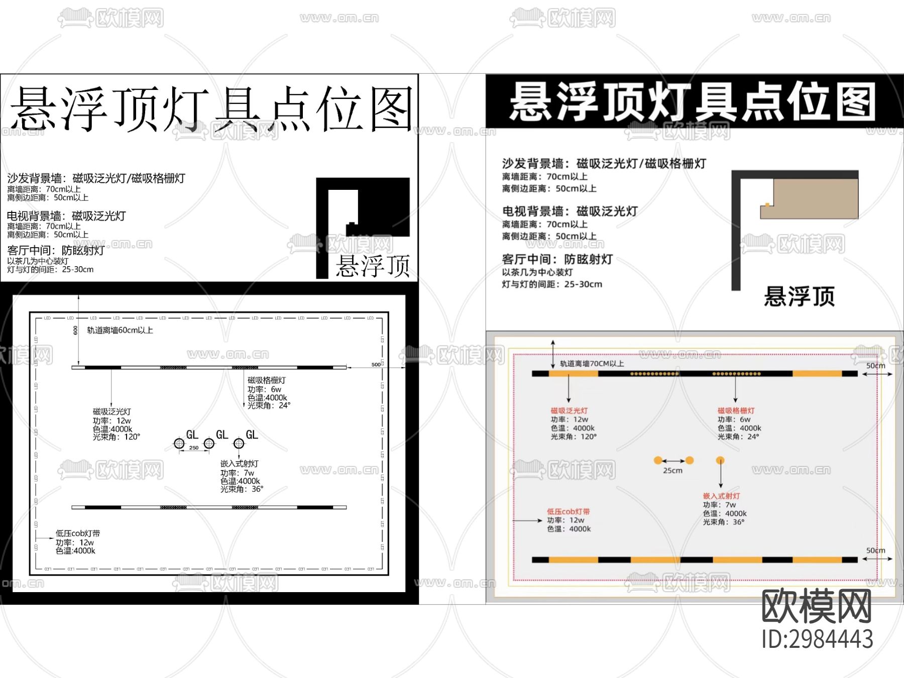 无主灯吊顶cad平面图下载（渲染图5）