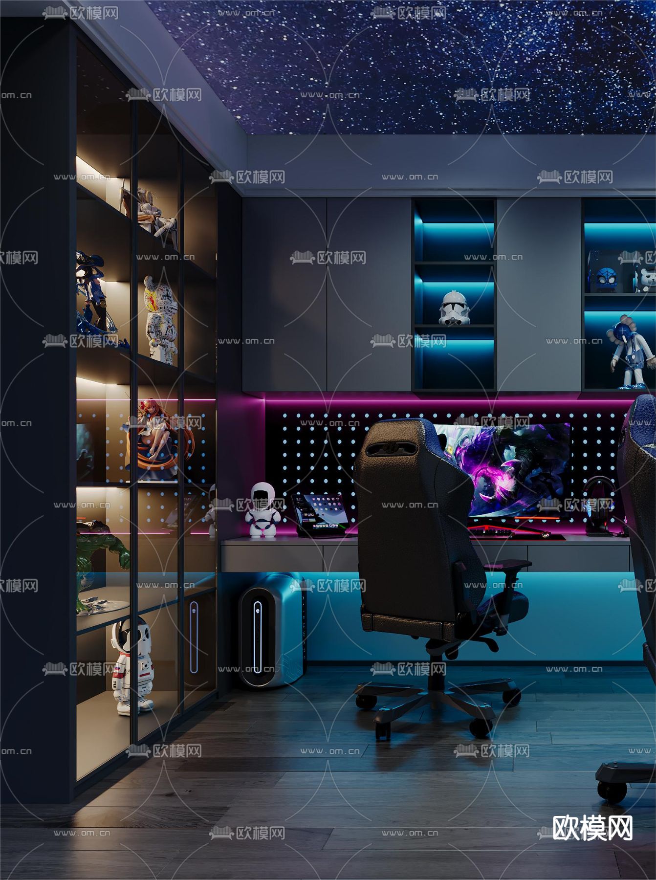 电竞房 游戏房 电玩房3d模型下载（渲染图2）