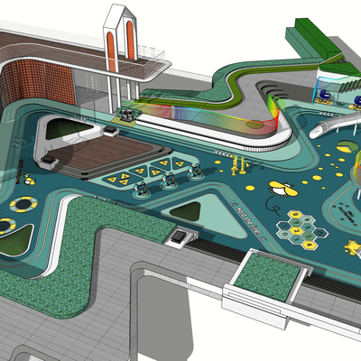  现代小区景观 儿童活动区su模型 