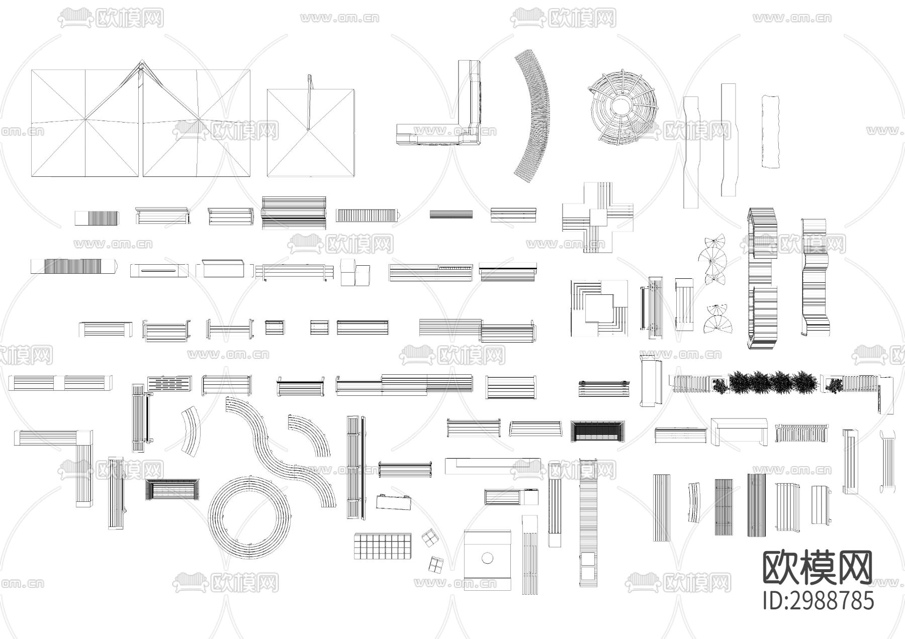 户外家具cad图库下载（渲染图4）
