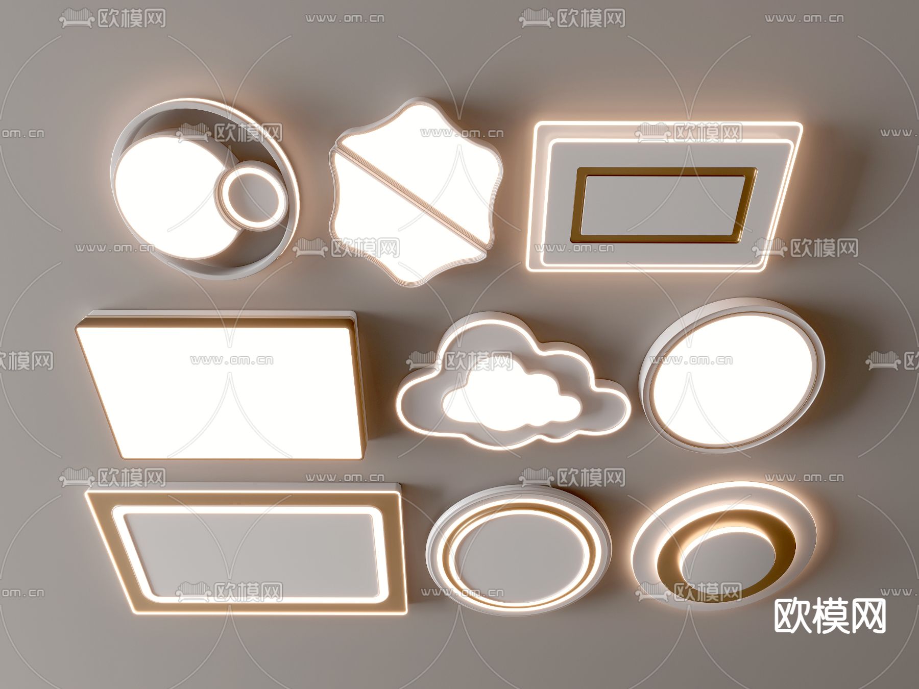 几何吸顶灯 卧室灯3d模型下载