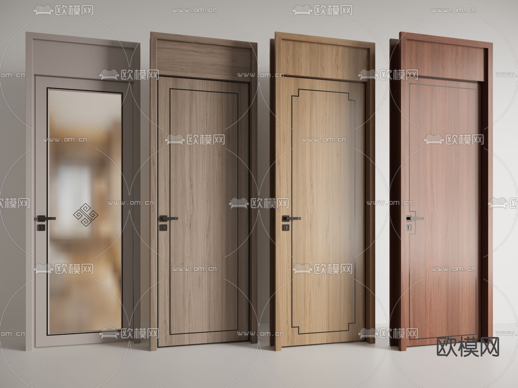 新中式房门 通顶门 卧室门3d模型下载
