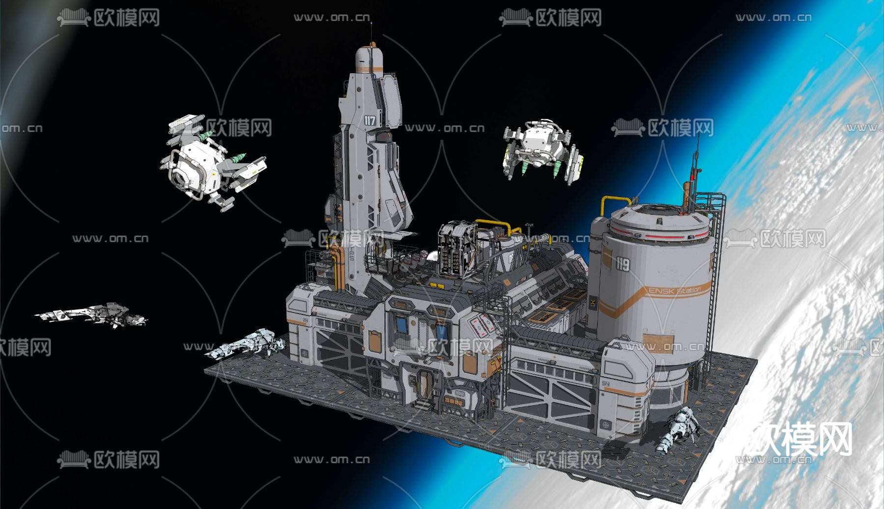 未来科幻 空间站 太空设备su模型下载（渲染图3）