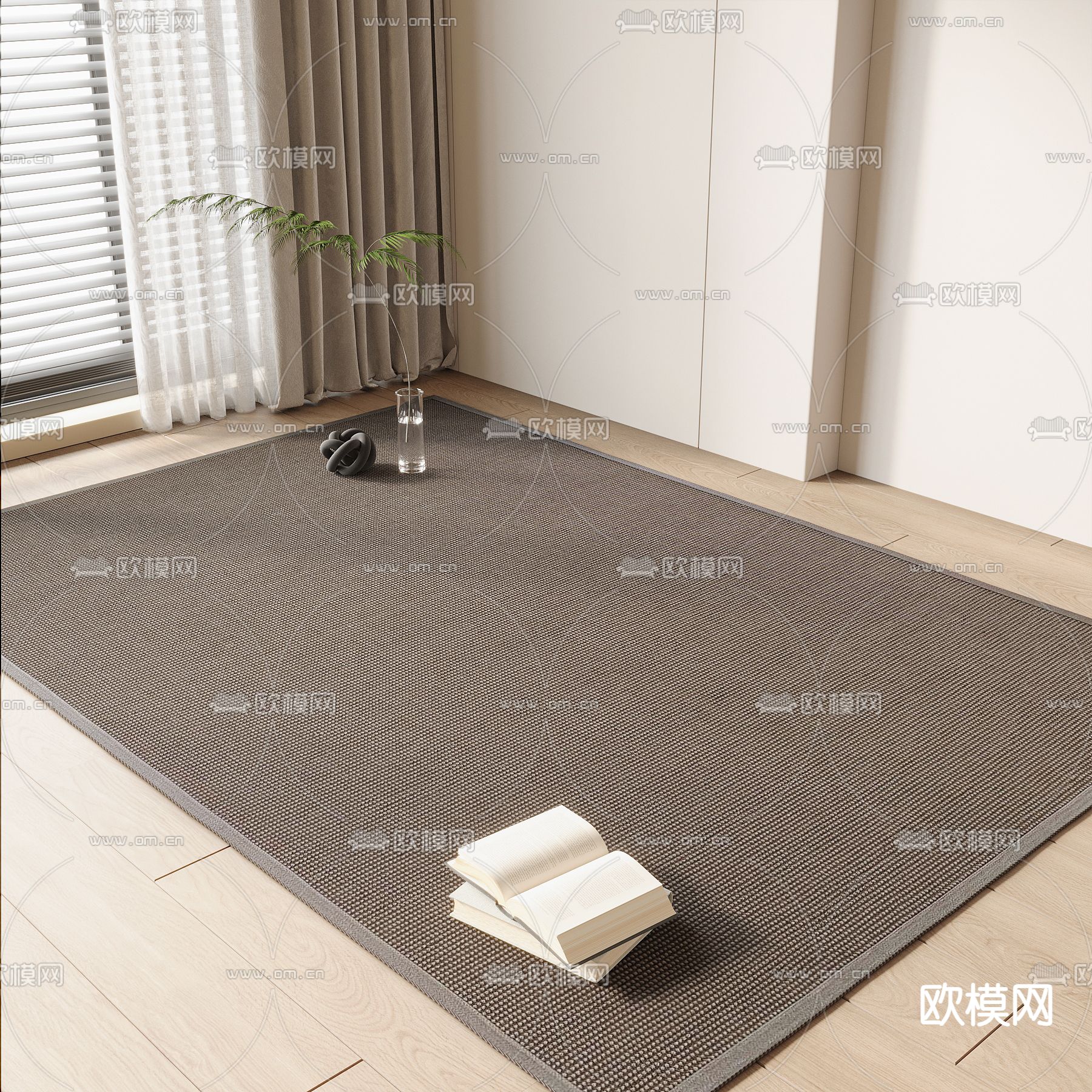 现代方形地毯su模型下载（渲染图2）