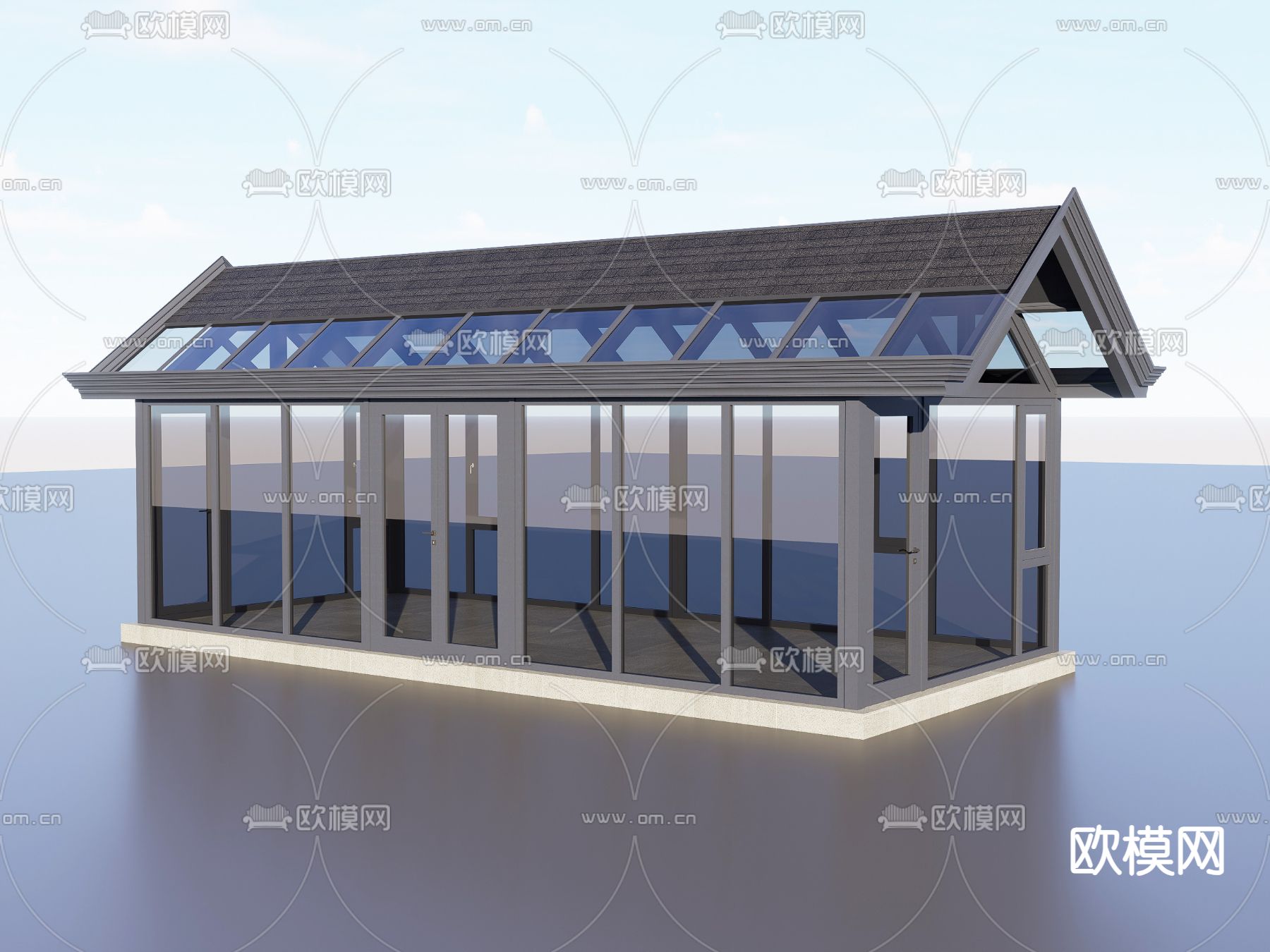 现代阳光房 玻璃房su模型下载（渲染图2）