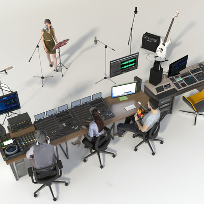  调音器 麦克风 音乐设备su模型 