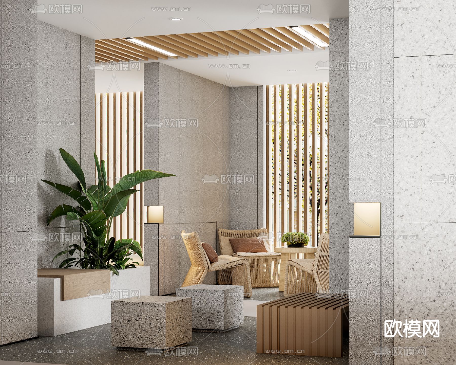 办公室休息区 健身区3d模型下载（渲染图4）