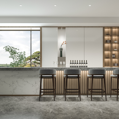  现代售楼处 水吧台su模型 