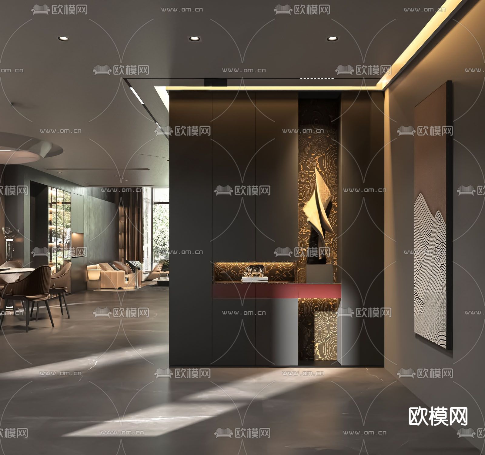 玄关鞋柜 隔断su模型下载（渲染图1）