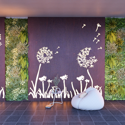  绿植墙 植物墙 苔藓墙su模型 