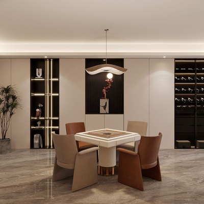  现代麻将室 棋牌室su模型 