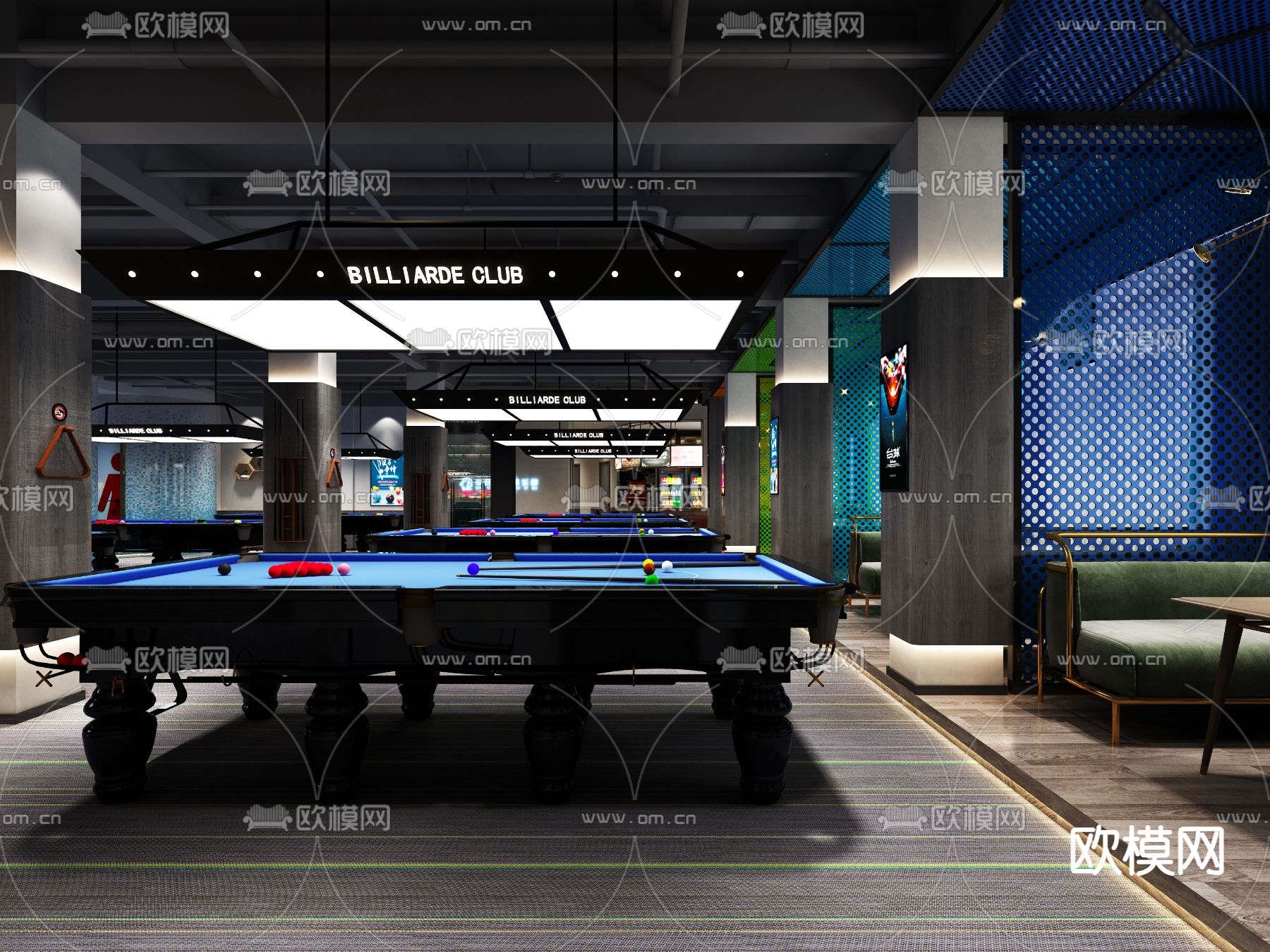 台球室 桌球馆3d模型下载（渲染图5）