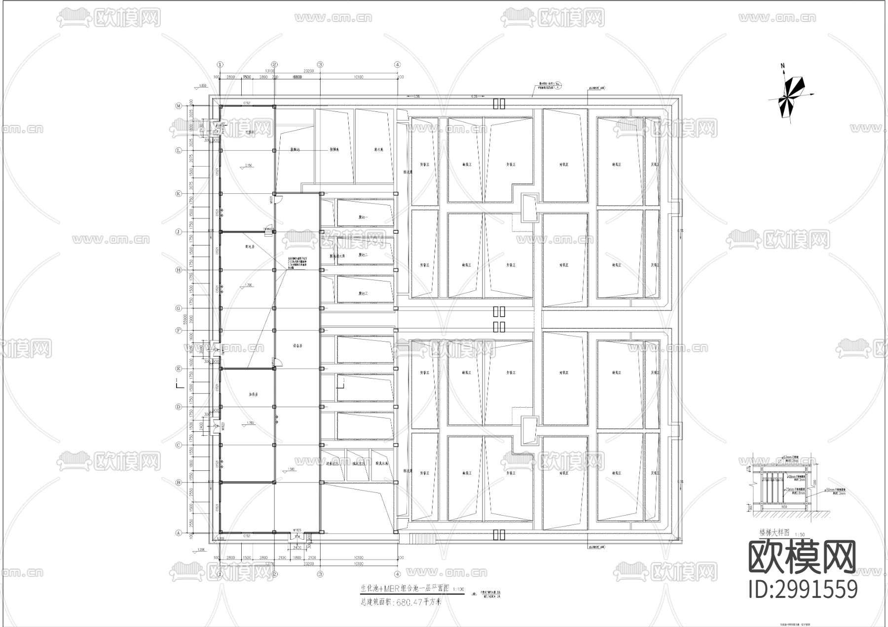 污水处理厂改扩建项目cad施工图下载（渲染图6）