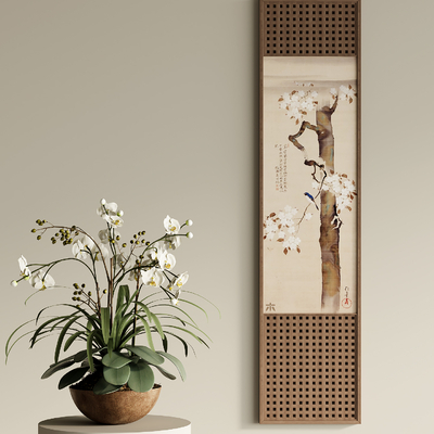 新中式装饰画su模型