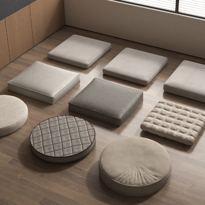  现代坐垫 飘窗垫 沙发垫 蒲团 软垫 抱枕su模型 