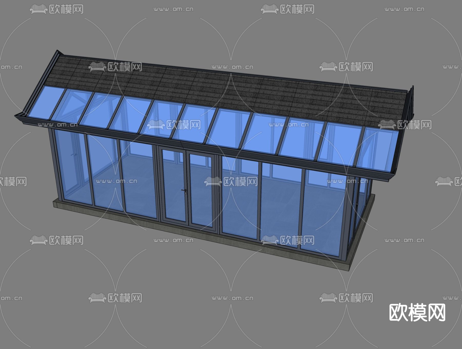 现代阳光房 玻璃房su模型下载（渲染图1）
