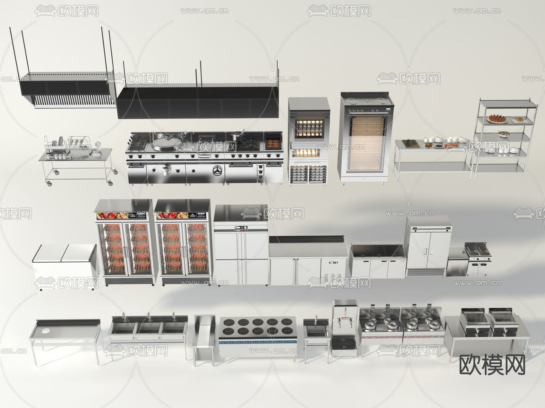 中央厨房 后厨 操作台3d模型下载