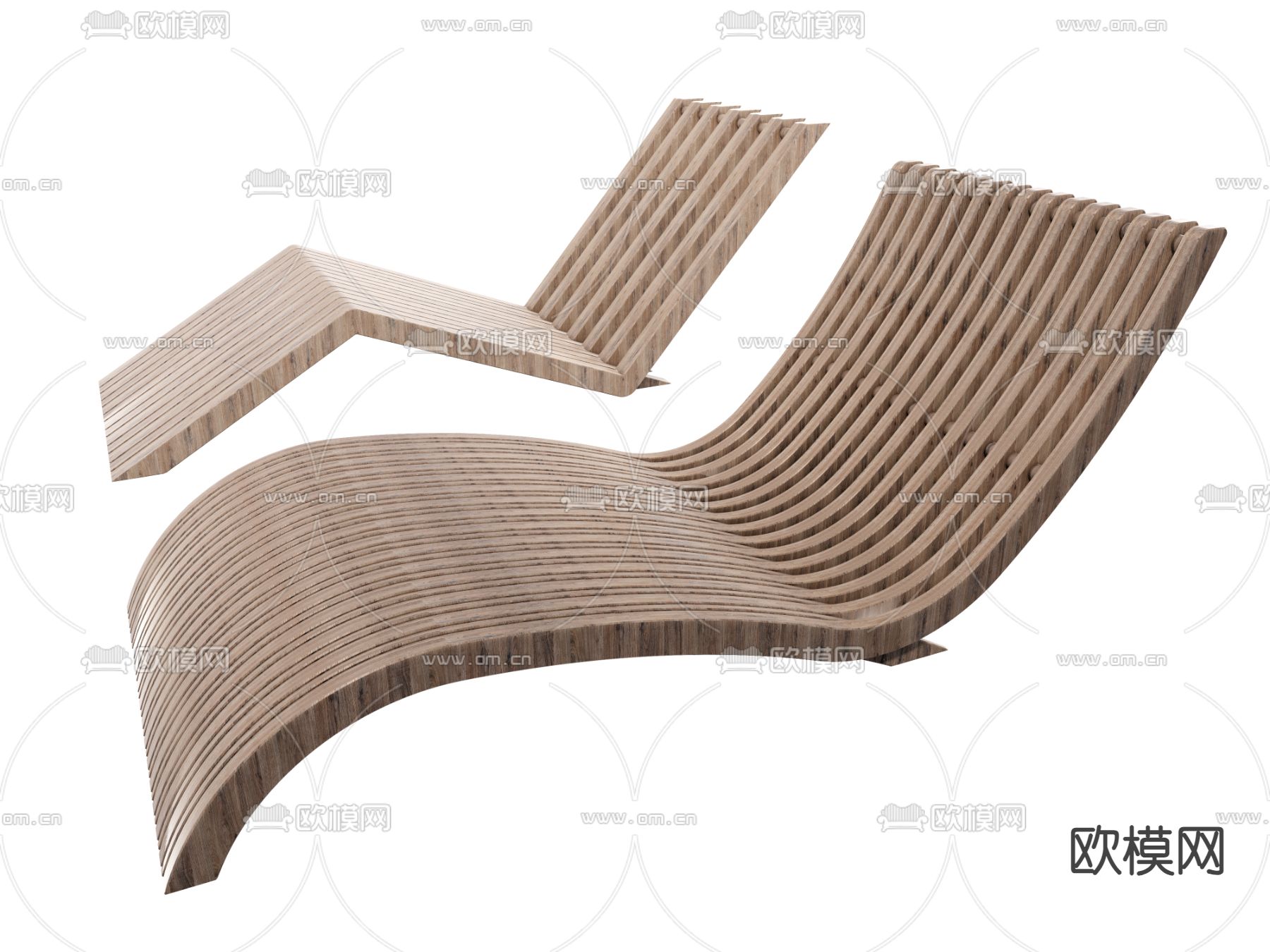 现代躺椅 沙滩椅su模型下载（渲染图1）