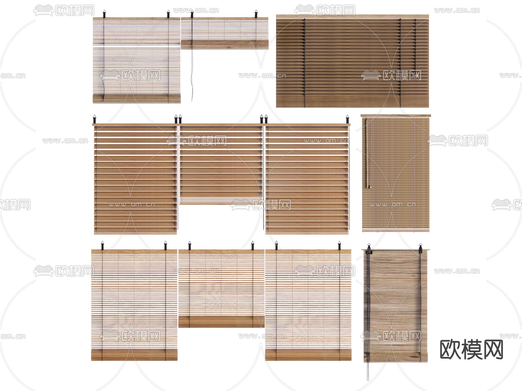 中式窗帘 卷帘 百叶帘su模型下载（渲染图1）