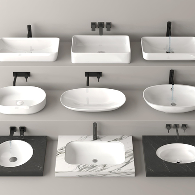  洗手盆 台下盆 洗面盆su模型 