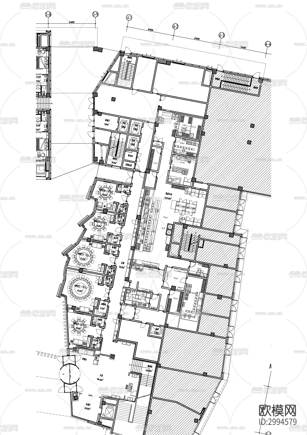 酒店宾馆cad平面图下载（渲染图7）