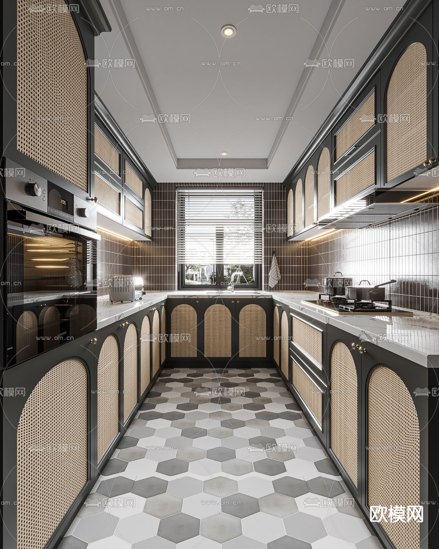 法式厨房 橱柜3d模型下载