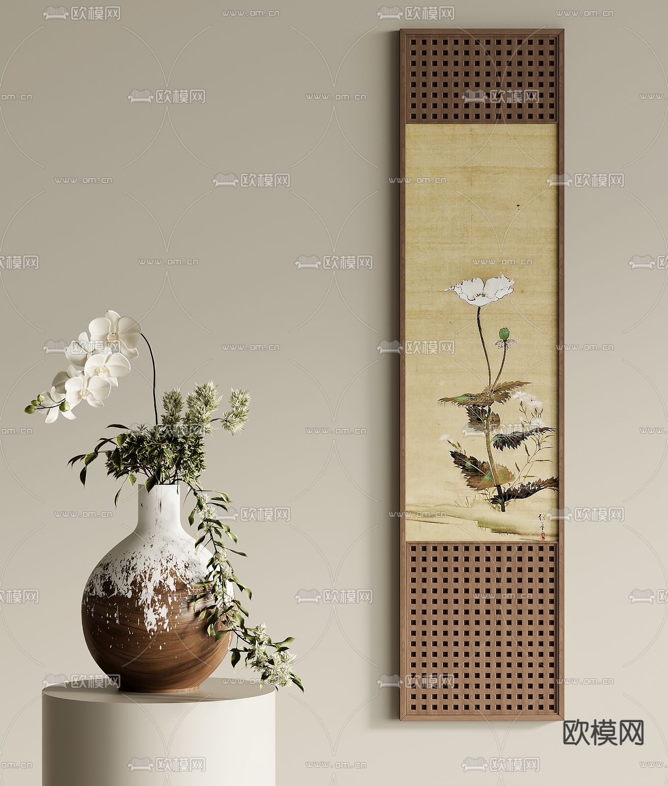 新中式装饰画su模型