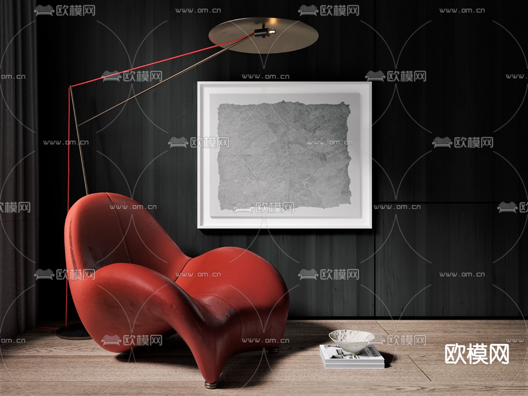 现代装饰画 挂画 抽象画su模型下载（渲染图1）