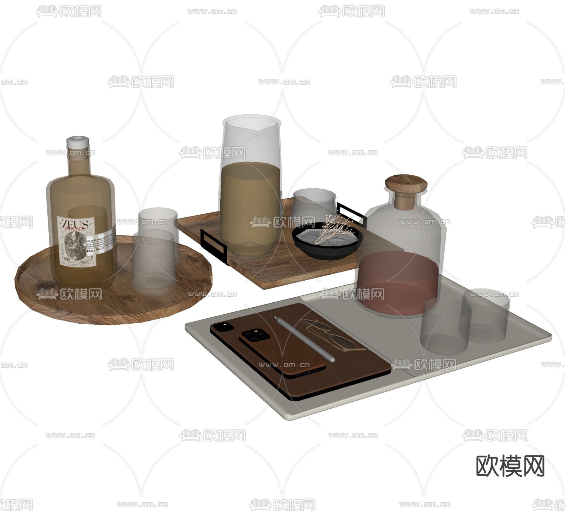 酒瓶 酒杯 酒托su模型下载（渲染图2）
