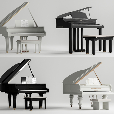  现代三角钢琴su模型 