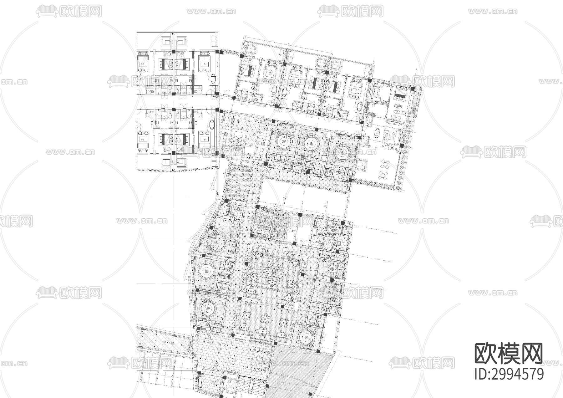酒店宾馆cad平面图下载（渲染图6）