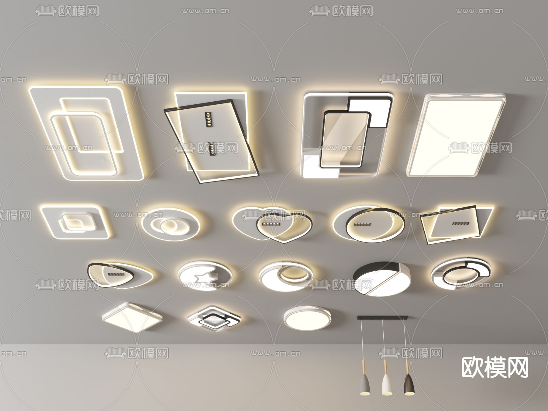 奶油风吸顶灯 云朵吸顶灯3d模型下载