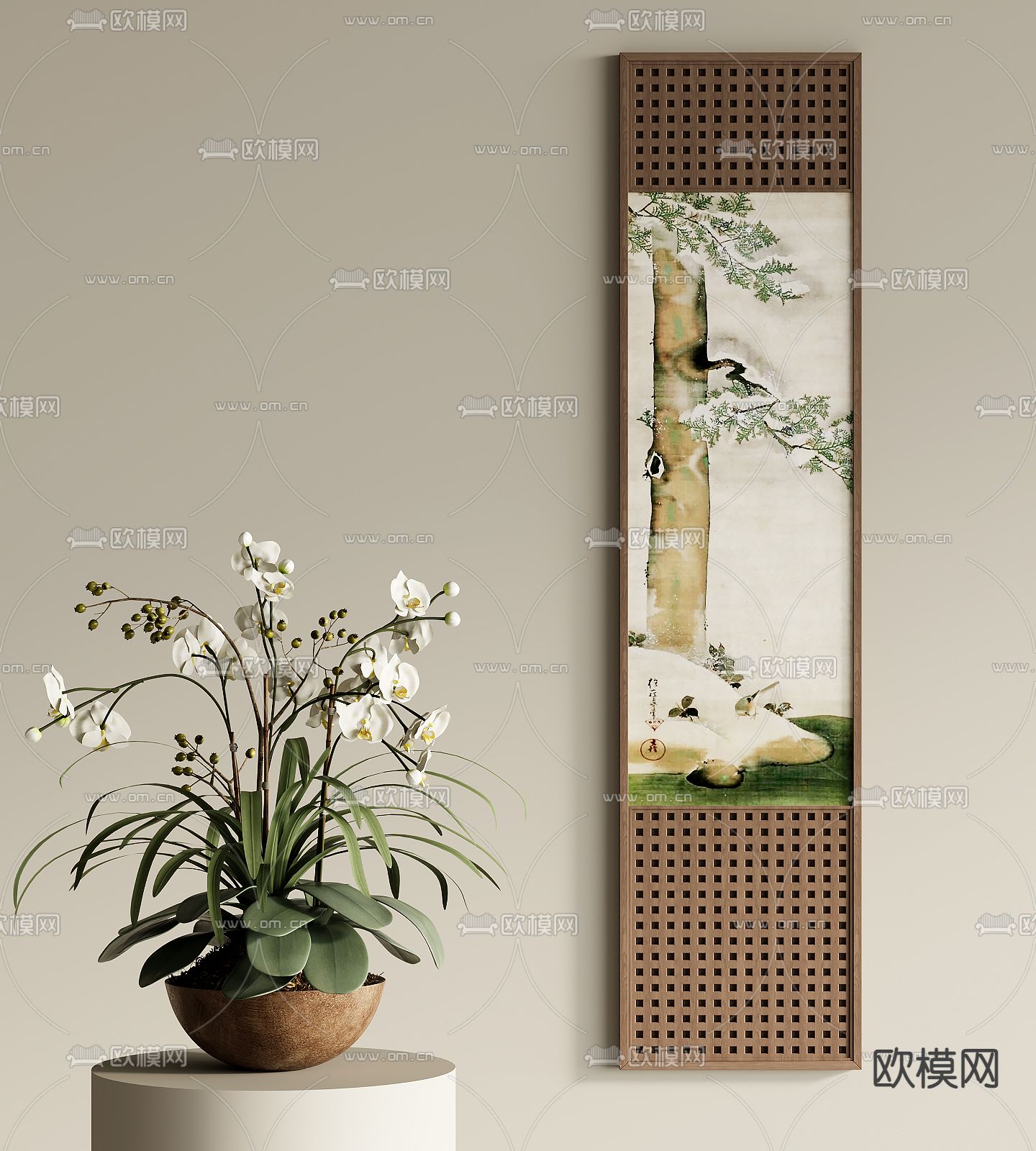 新中式复古画 挂画 装饰画su模型