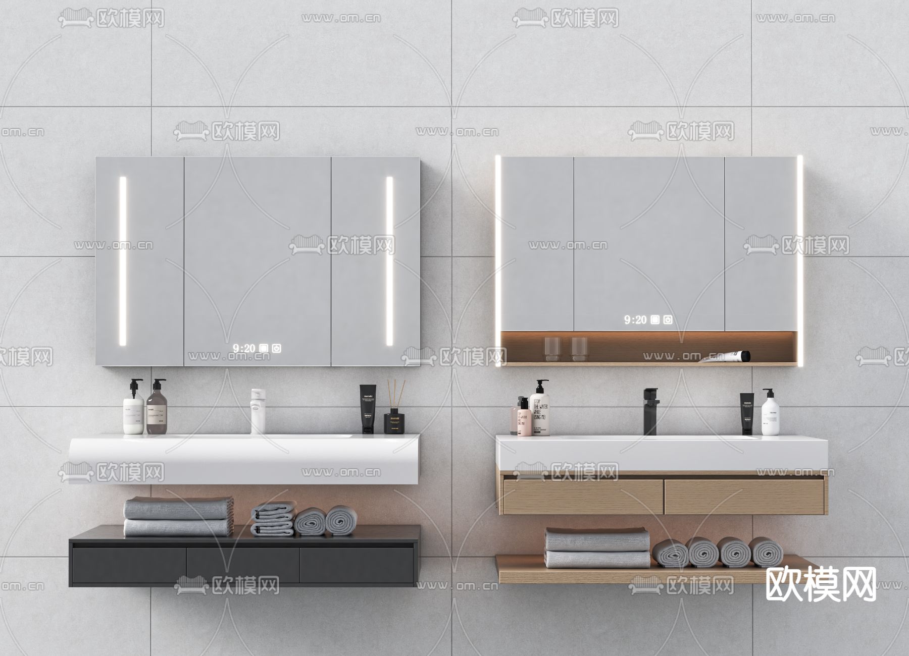 现代浴室柜 洗手盆 洗手台3d模型下载