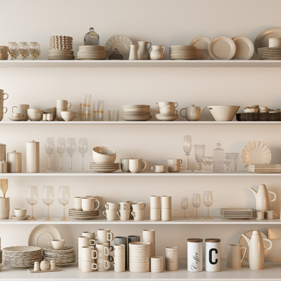  餐具 碟子 杯子 碗 餐具 厨房用品su模型 