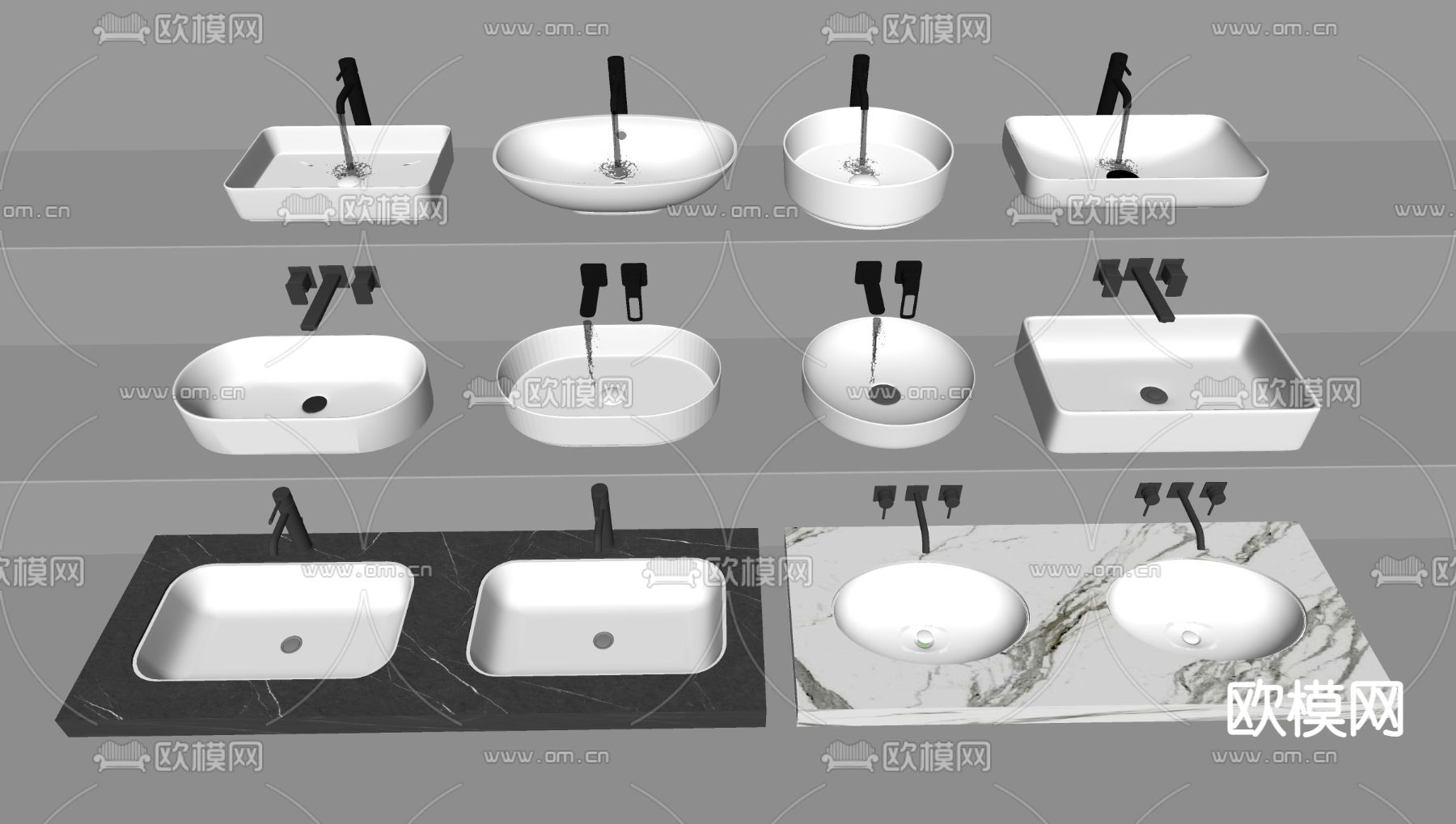 洗手盆 台下盆 洗面盆su模型下载（渲染图2）
