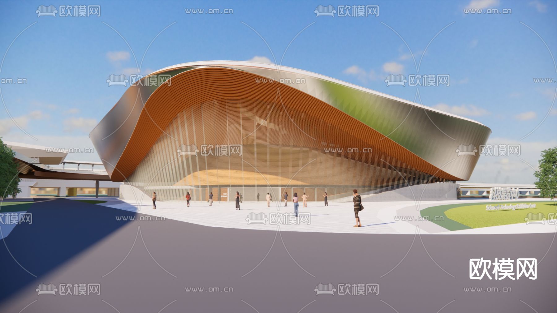 科技展览中心 艺术中心su模型下载（渲染图1）