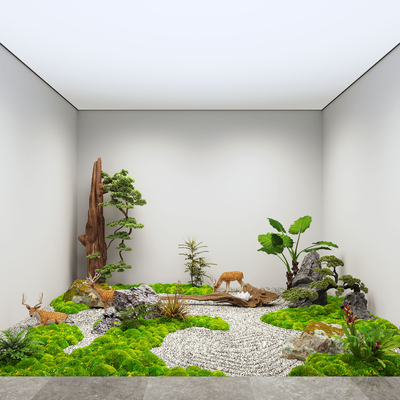  微地形 植物堆 苔藓 室内造景su模型 