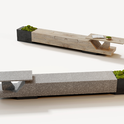  户外景观长凳 休闲座椅 条凳su模型 