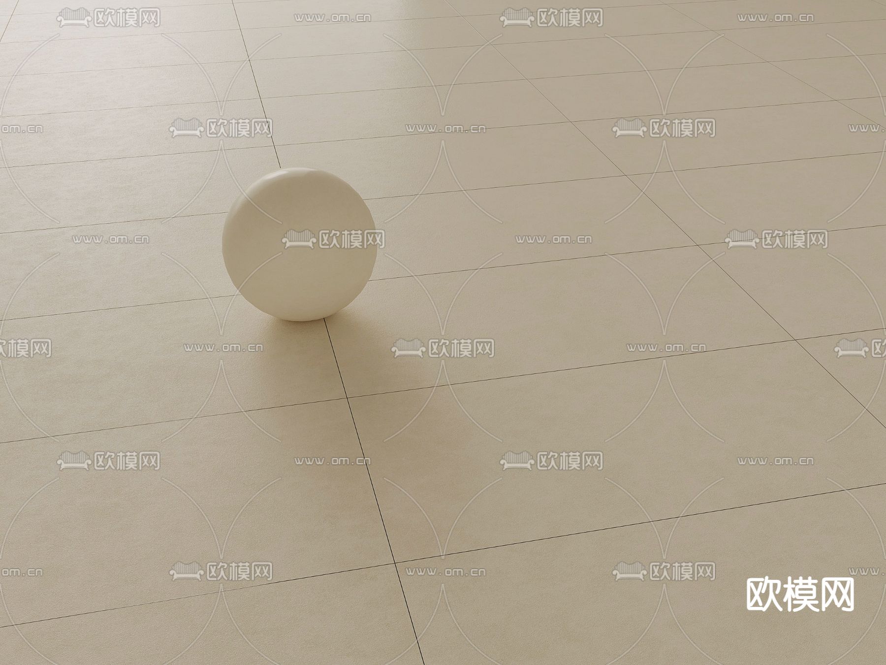 奶油风地板砖su模型下载（渲染图2）