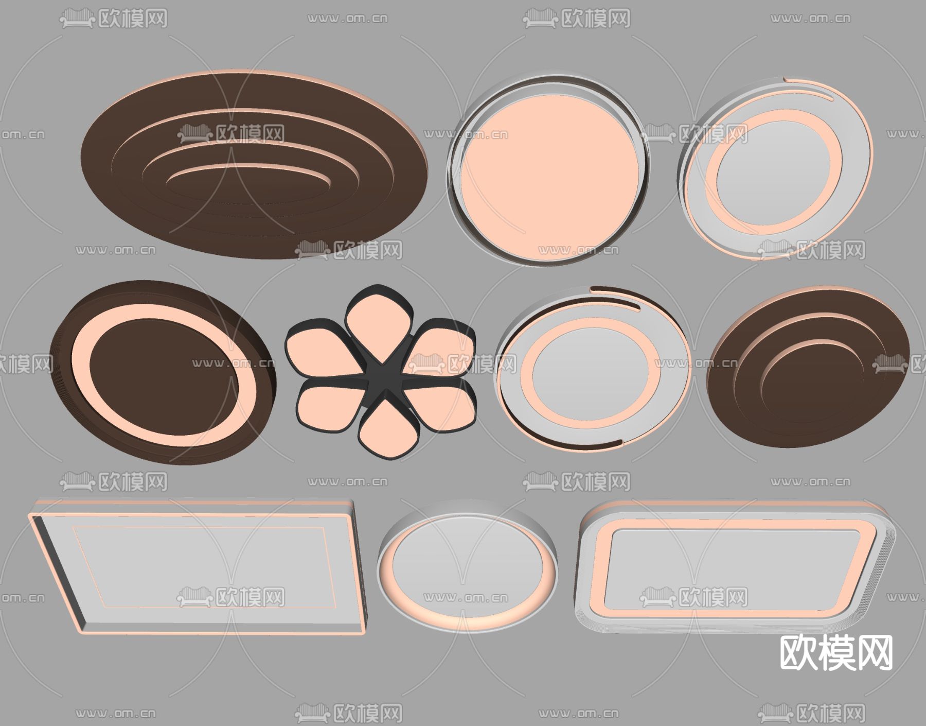 现代吸顶灯su模型下载（渲染图1）