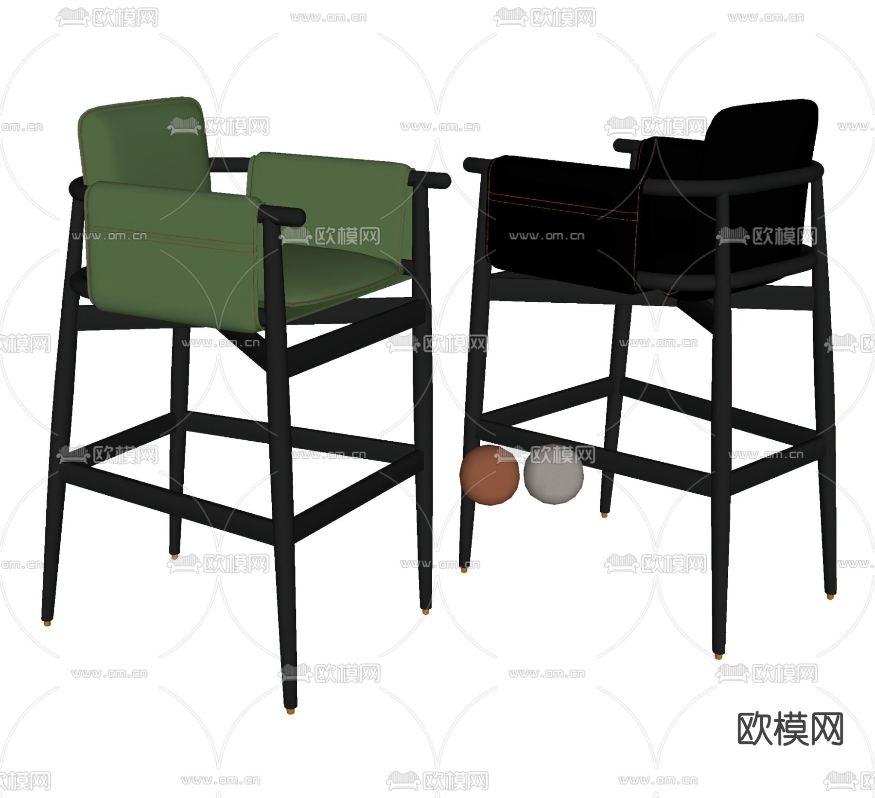 Poliform 吧椅 吧台椅su模型下载（渲染图1）