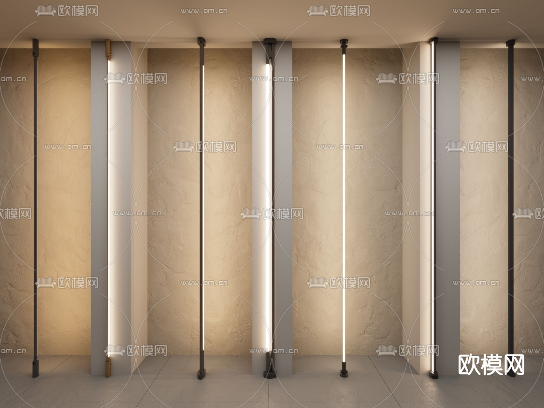 天际灯 线形灯 钢带灯 壁灯3d模型下载