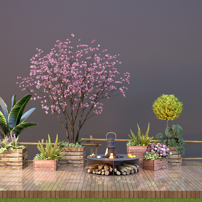  植物花箱 花池su模型 