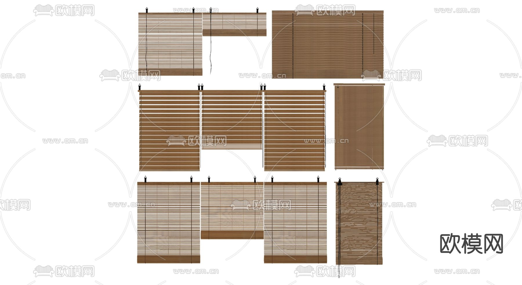 中式窗帘 卷帘 百叶帘su模型下载（渲染图2）